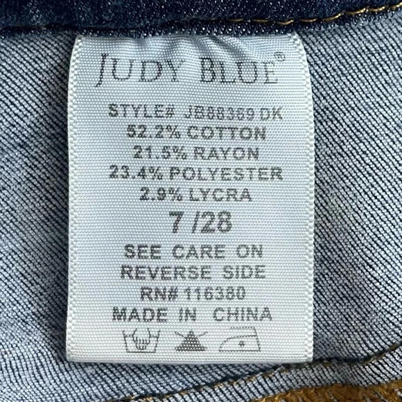 Judy Blue High Waist Distressed Boyfriend Fit Pull On Blue Denim Jeans - Picture 13 of 14